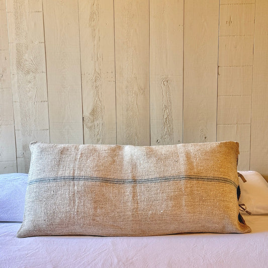 FUNDA DE COJÍN DE LINO RAYA AZUL