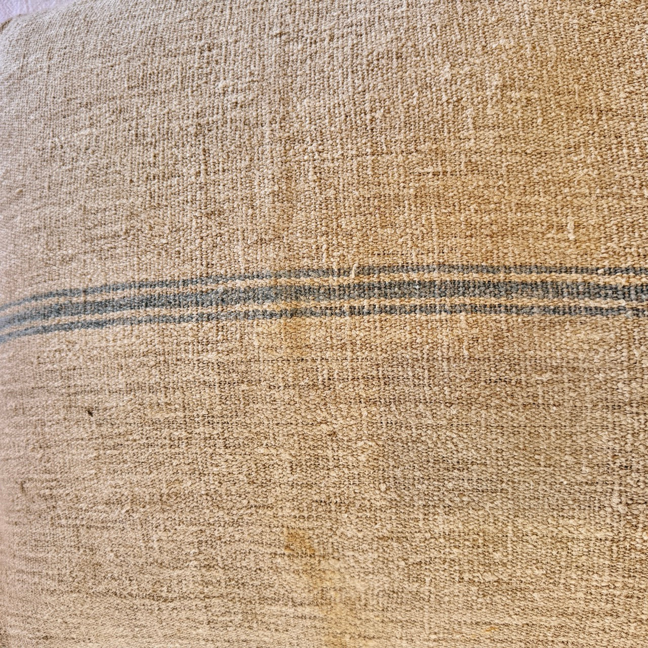 FUNDA DE COJÍN DE LINO RAYA AZUL