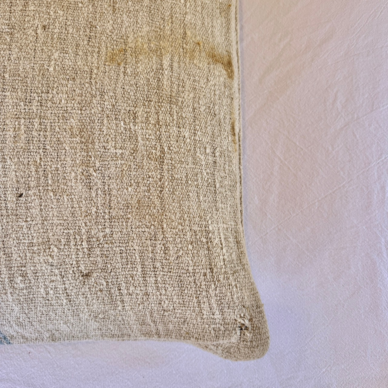 FUNDA DE COJÍN DE LINO RAYA AZUL