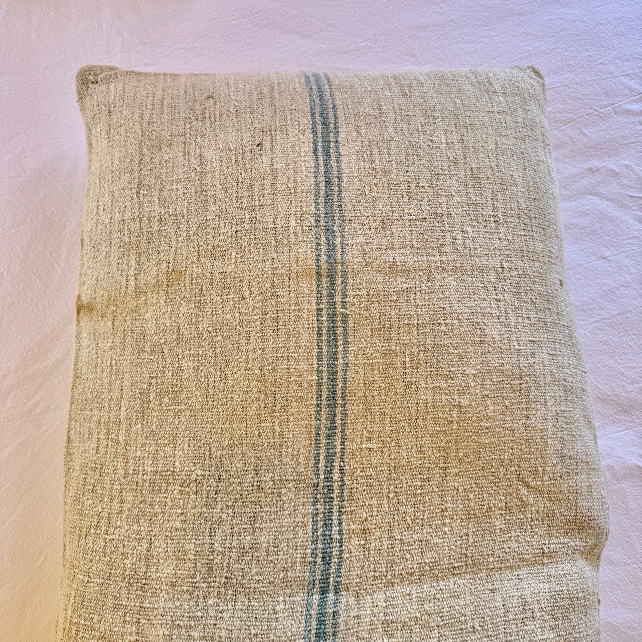 FUNDA DE COJÍN DE LINO RAYA AZUL