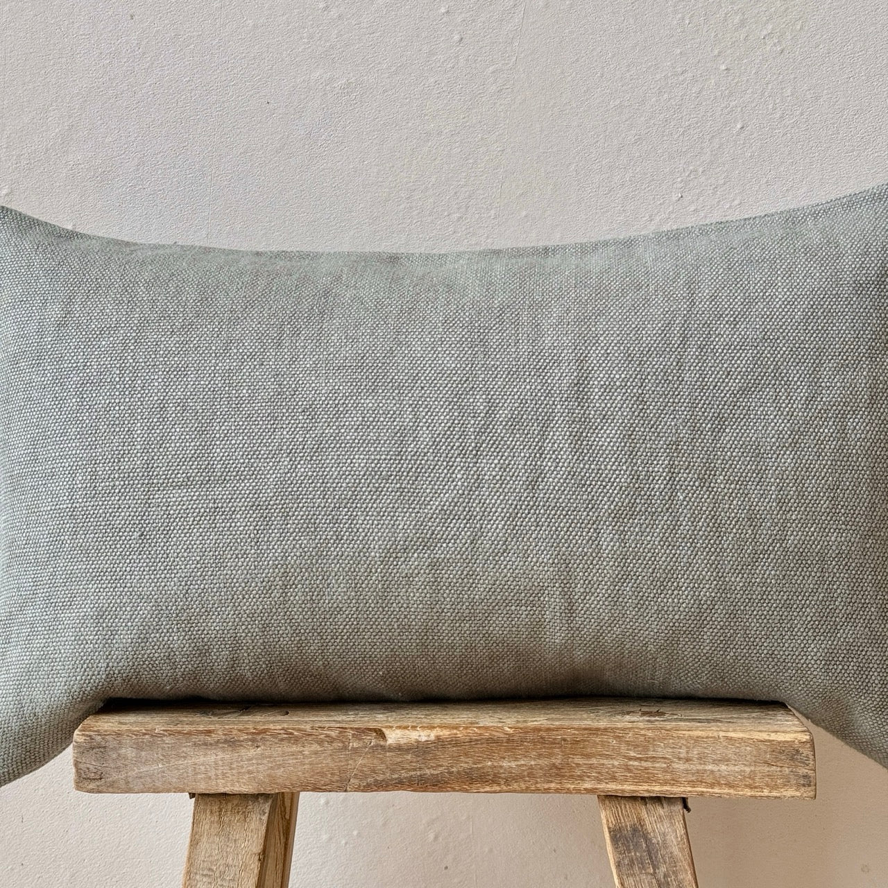 FUNDA DE COJÍN LINO GRUESO VERDE-GRIS 50x30
