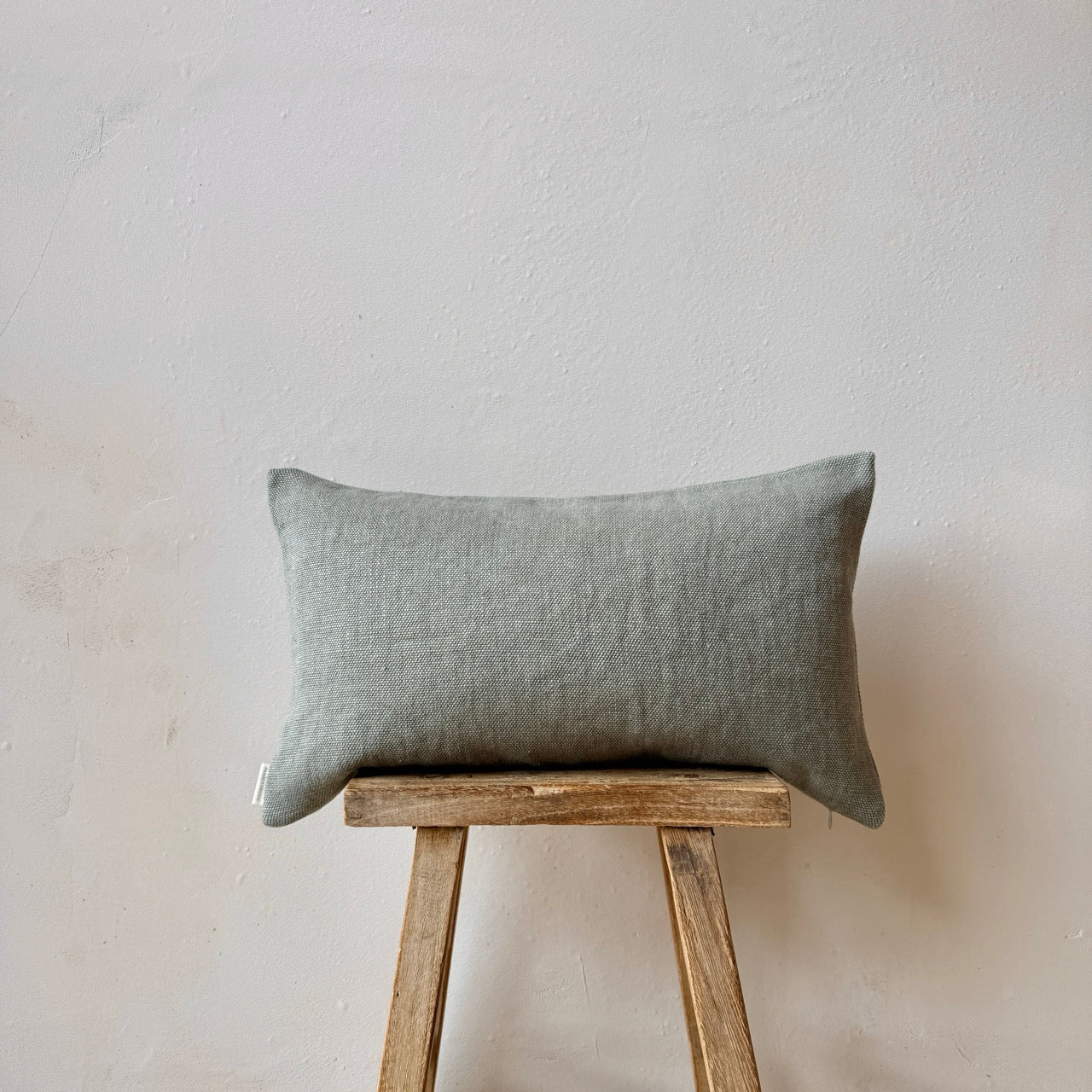 FUNDA DE COJÍN LINO GRUESO VERDE-GRIS 50x30