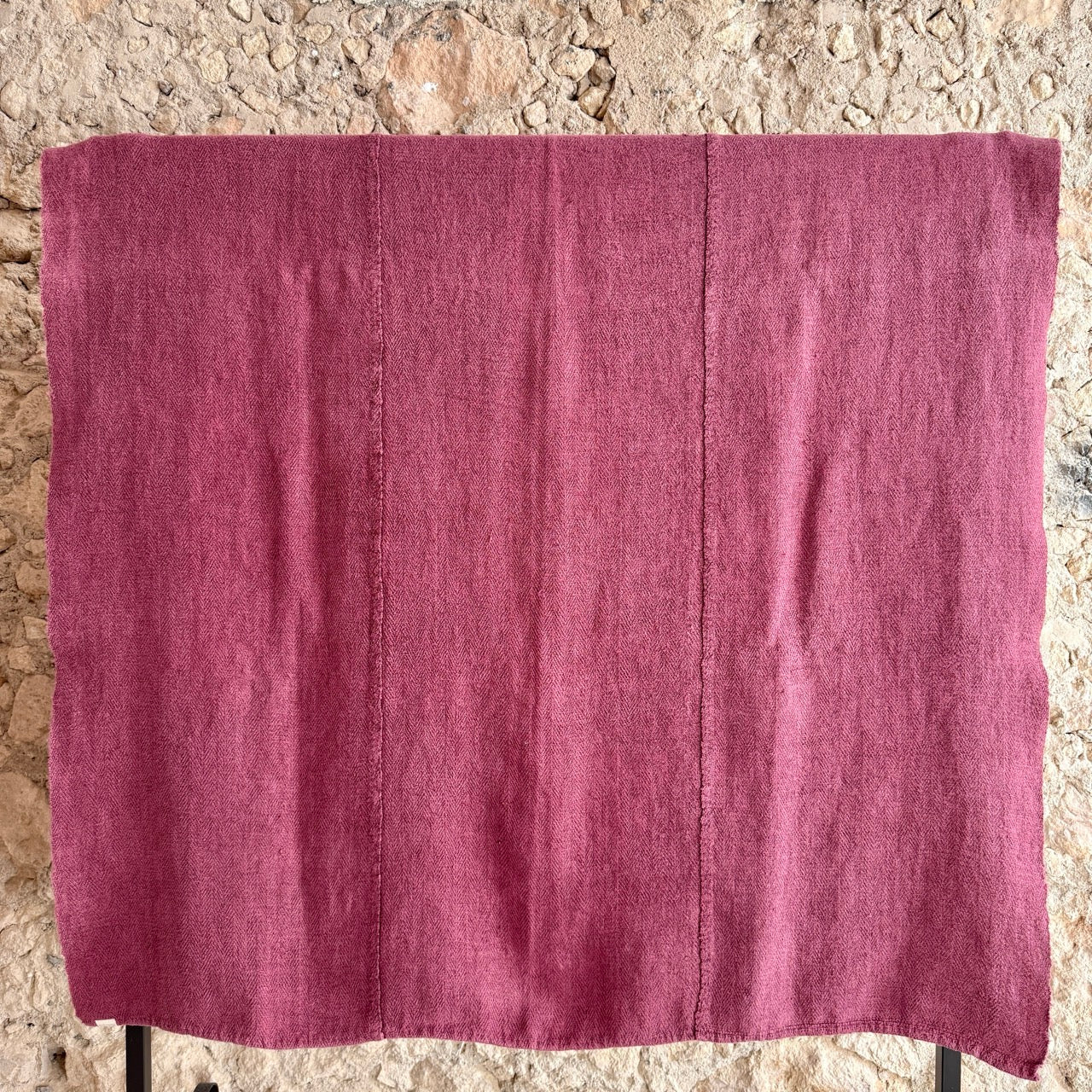 COLCHA DE LINO ANTIGUO ROSADO