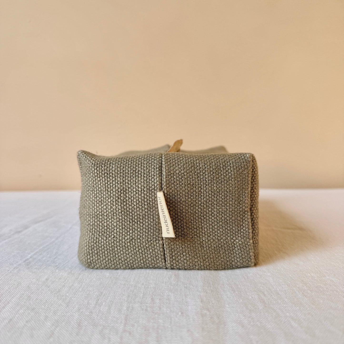 FUNDA CAJA DE PAÑUELOS DE LINO VERDOSO