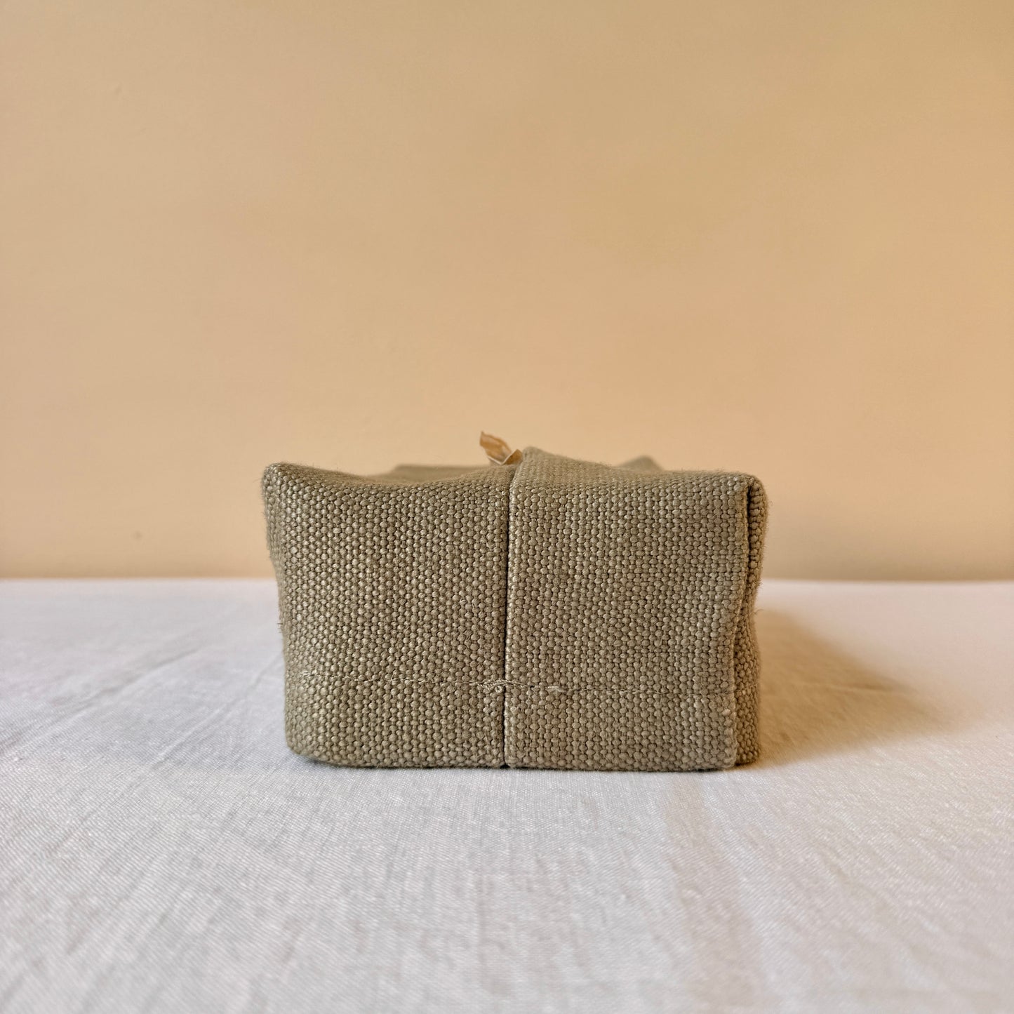 FUNDA CAJA DE PAÑUELOS DE LINO VERDOSO