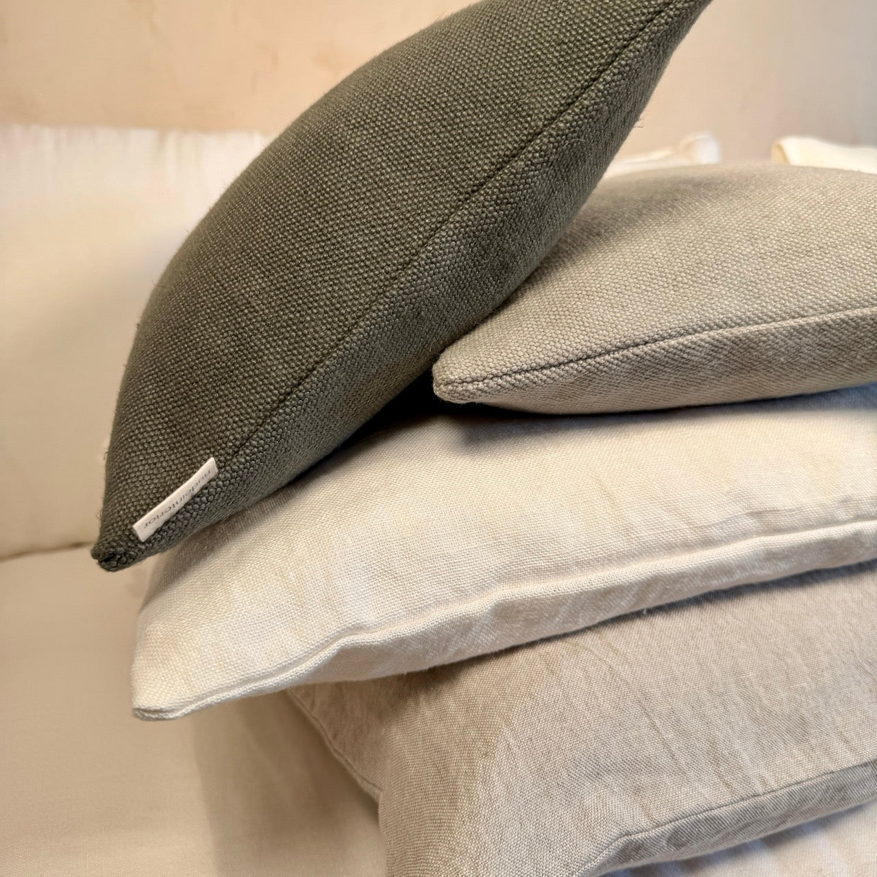 FUNDA DE COJÍN LINO GRUESO GRIS OSCURO 50x30