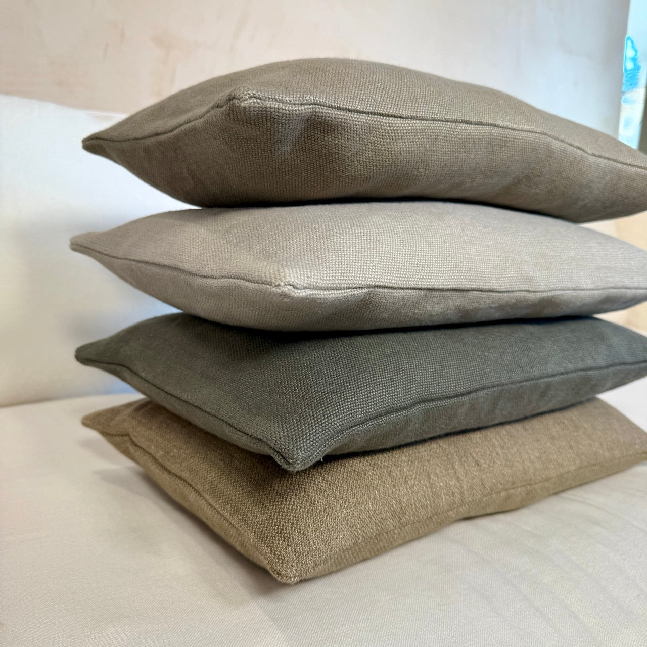 FUNDA DE COJÍN LINO GRUESO MARRÓN CLARO 50x30