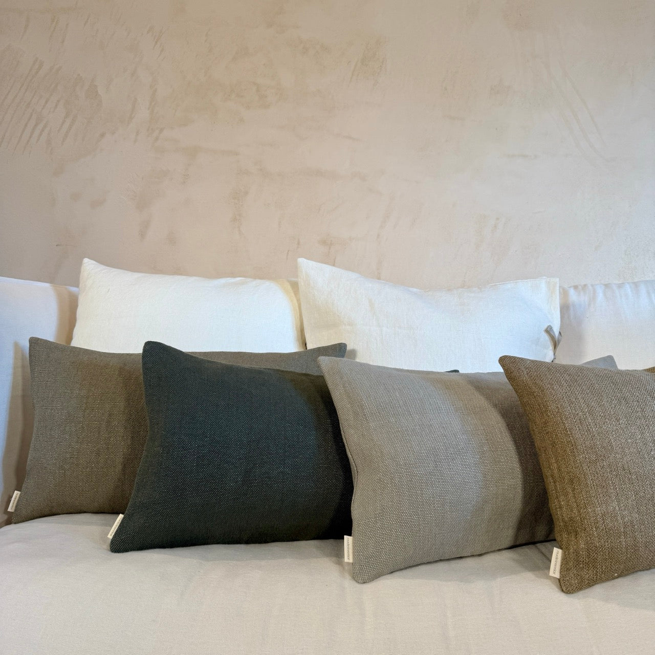 FUNDA DE COJÍN LINO GRUESO MARRÓN CLARO 50x30