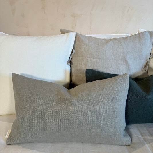 FUNDA DE COJÍN LINO GRUESO GRIS CLARO 50x30