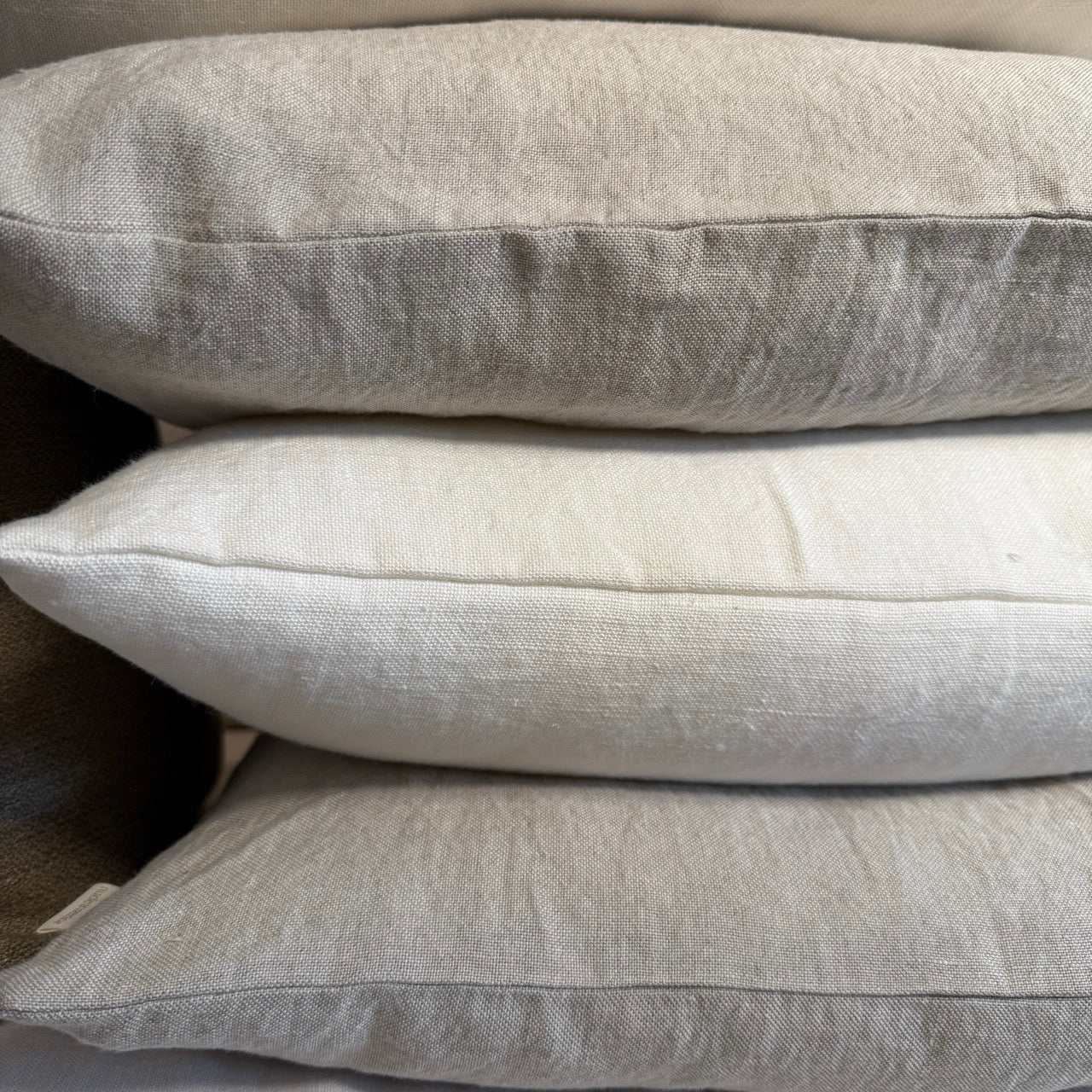 FUNDA DE COJÍN LINO BLANCO CON LAZOS 50x50