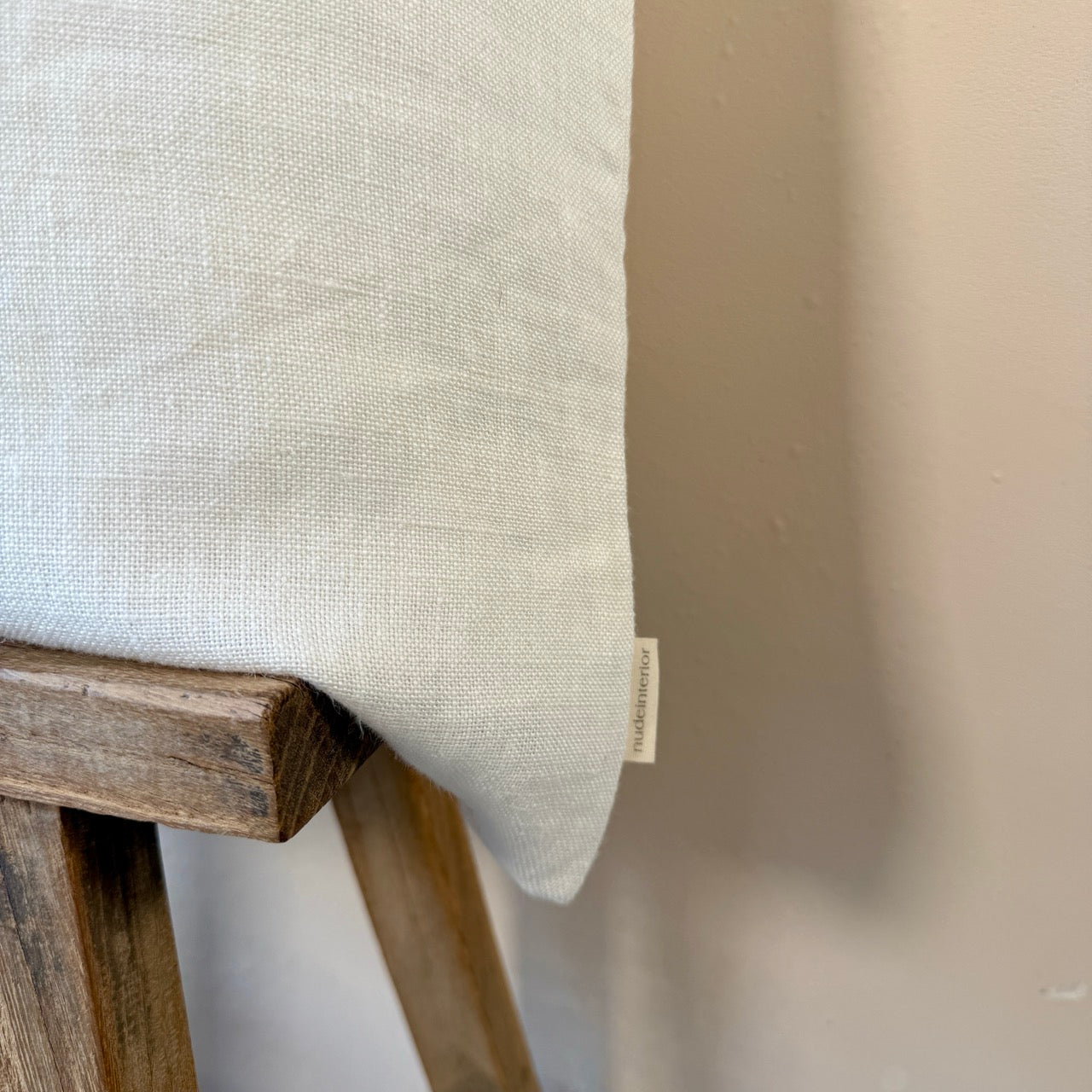 FUNDA DE COJÍN LINO BLANCO CON LAZOS 50x50