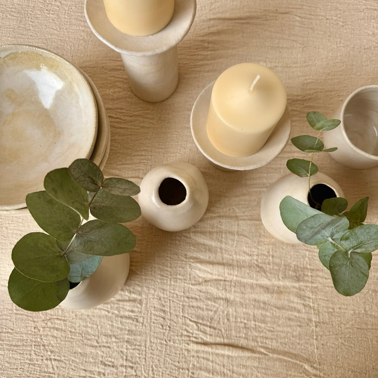 PORTAVELAS DE CERÁMICA ARTESANAL GRANDE