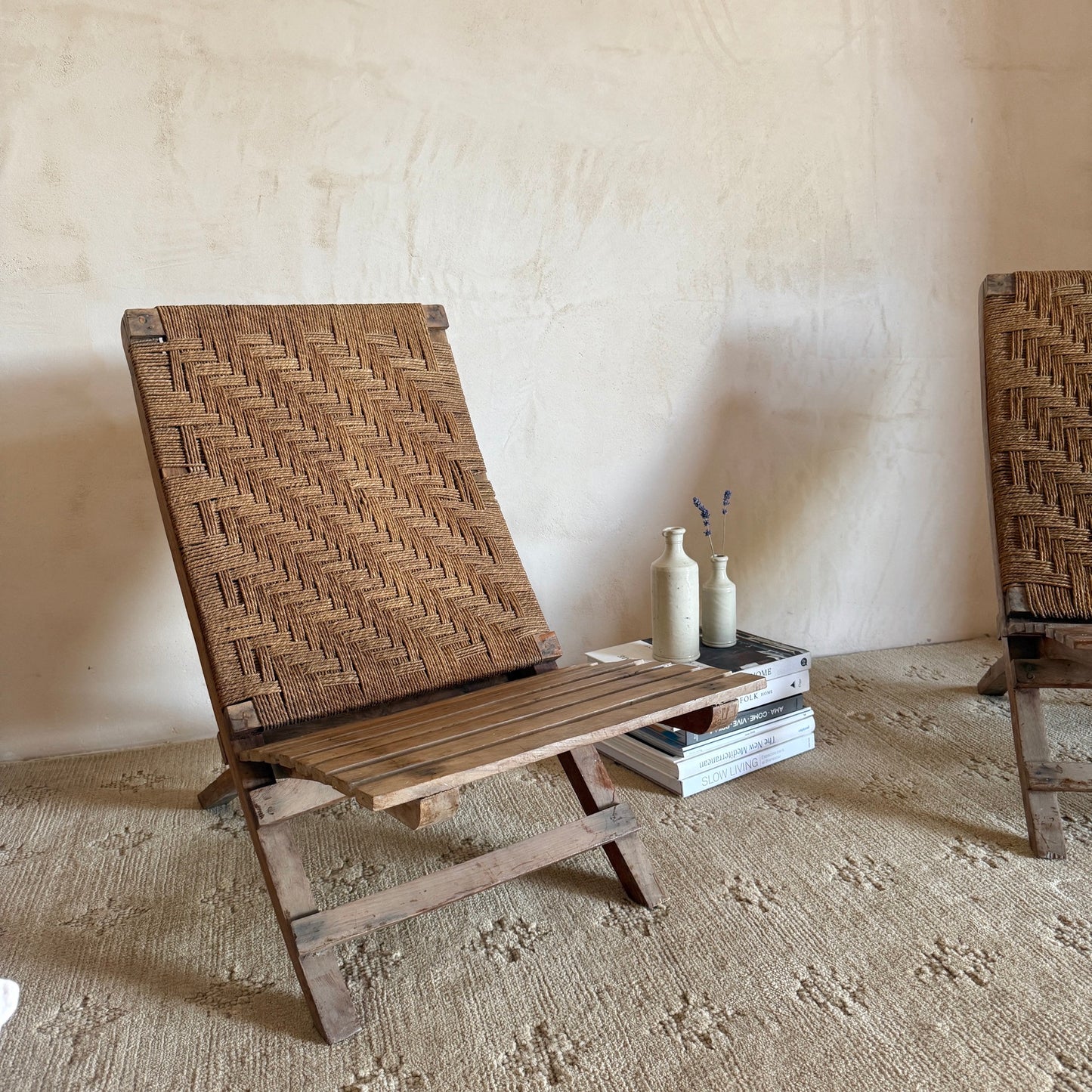 SET DE 2 SILLAS DE MADERA Y RATÁN