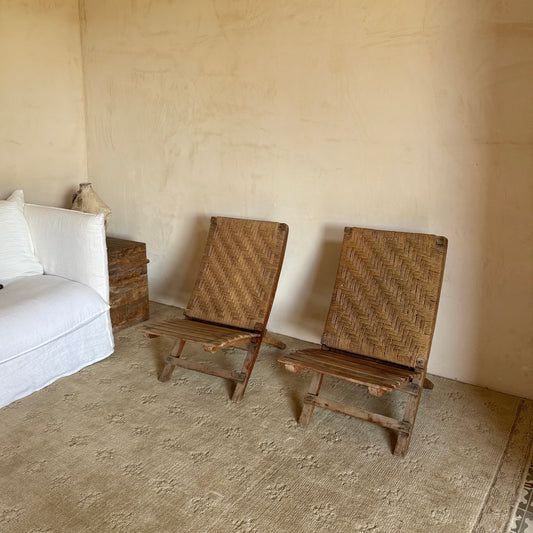 SET DE 2 SILLAS DE MADERA Y RATÁN